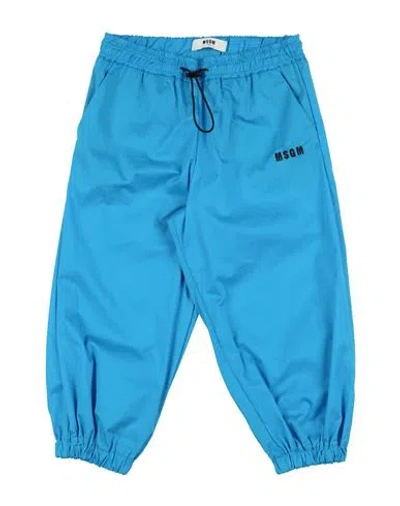 Msgm Babies'  Toddler Girl Pants Azure Size 4 Cotton, Nylon, Elastane In Blue
