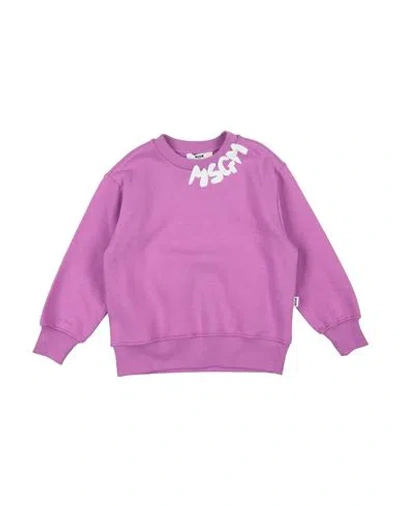 Msgm Babies'  Toddler Girl Sweatshirt Lilac Size 6 Cotton In Purple