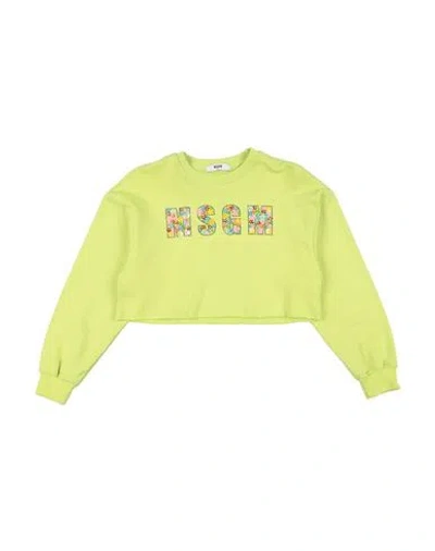 Msgm Babies'  Toddler Girl Sweatshirt Lime Green Size 4 Cotton