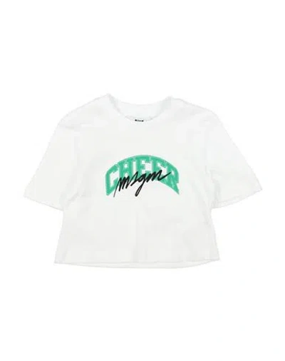 Msgm Babies'  Toddler Girl T-shirt Black Size 4 Cotton In White