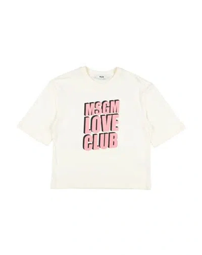 Msgm Babies'  Toddler Girl T-shirt Ivory Size 4 Cotton In Green