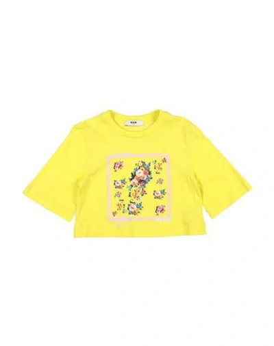 Msgm Babies'  Toddler Girl T-shirt Yellow Size 4 Cotton In Multi