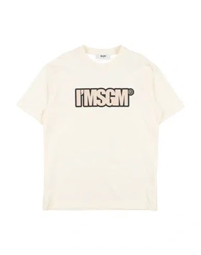 Msgm Babies'  Toddler T-shirt Cream Size 4 Cotton In White