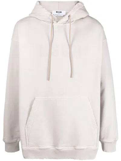 MSGM TONAL LOGO-PRINT COTTON HOODIE