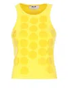 Msgm Crewneck Sleeveless Top Paillettes In Yellow