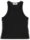 Msgm Black Cotton Top In Black