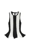 Msgm Stripe Sleeveless Top Black In Black
