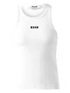 Msgm Logo Racerback Ribbed Slim Fit Tops In Multicolor