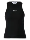 Msgm Logo Stretch Cotton Tank Top In Multicolor