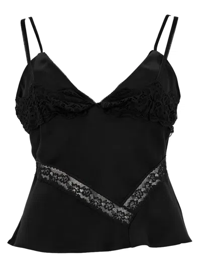 Msgm Top Con Dettagli In Pizzo In Black