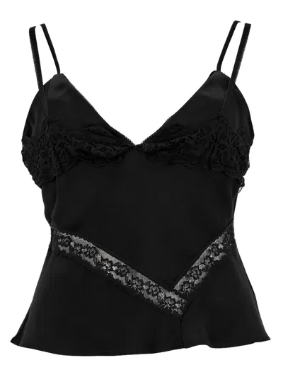 Msgm Top Con Dettagli In Pizzo In Black