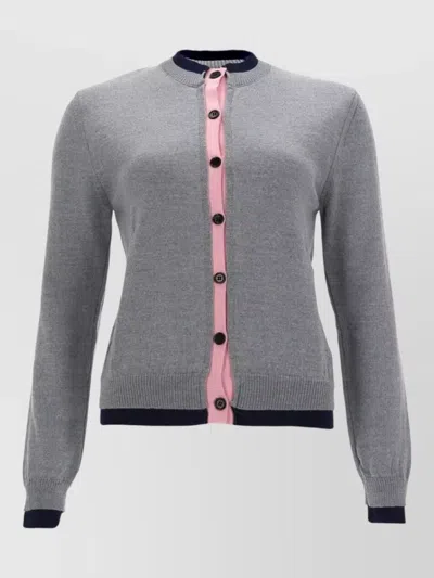 Msgm Top Contrast Trim And Ribbed Cuffs In Gray