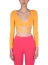 Msgm Wrap Knitted Crop Top