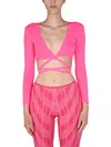 Msgm Pink Polyester Cardigan In Fuchsia