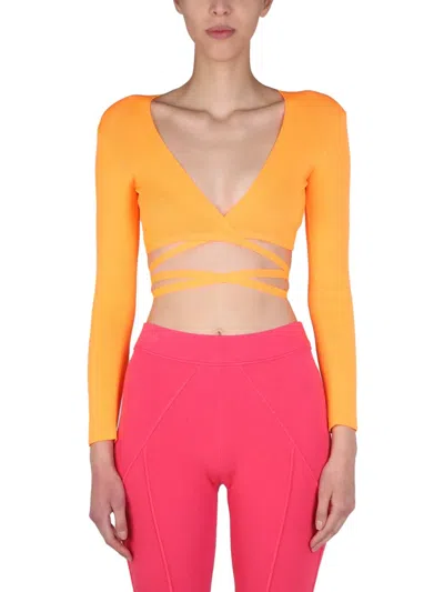 Msgm Top Cropped In Yellow