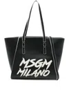 Msgm Top Handle Logo Bag In Black