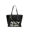 Msgm Top Handle Logo Bag In Black