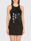 Msgm Black Top With Maxi Paillettes In Black