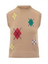 Msgm Diamond-pattern Sleeveless Top In Brown