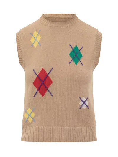 Msgm Top Shirt In Brown