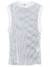 Msgm Net Knit Tank Top With Raw-cut Hem In White