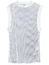 Msgm Net Knit Tank Top With Raw-cut Hem In White