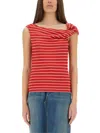 Msgm Top With Unique Knotted Shoulder Strap In Red