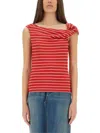 Msgm Top With Unique Knotted Shoulder Strap In Red