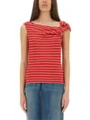 Msgm Knotted Shoulder Strap Top In Red