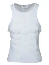 Msgm White Top With Round Neck And Applied Circle Details In Cotton Woman