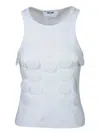Msgm White Top With Round Neck And Applied Circle Details In Cotton Woman