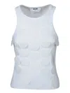 Msgm White Top With Round Neck And Applied Circle Details In Cotton Woman