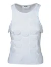 Msgm White Top With Round Neck And Applied Circle Details In Cotton Woman
