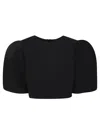 Msgm Black Cropped Blouse In Black