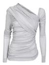 Msgm White Asymmetrical Blouse In Grey