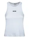 Msgm Logo Racerback Ribbed Slim Fit Tops In White