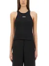 Msgm Logo-detail Ribbed Tank Top In Black