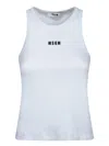 Msgm Logo Racerback Ribbed Slim Fit Tops In White