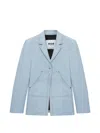 Msgm Topstitch Pocket Denim Jacket In Blue