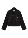 Msgm Topstitching Denim Jacket In Black