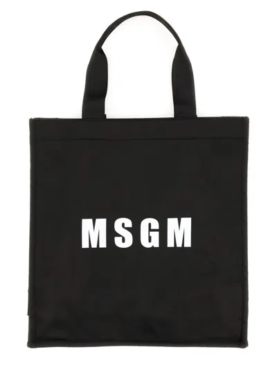 Msgm Tote Bag With Logo In Black