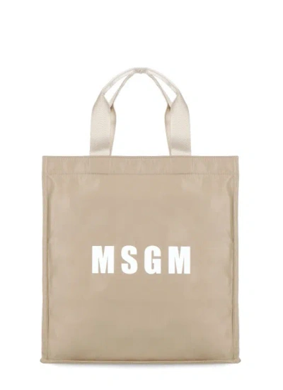 Msgm Tote Shopping Bag In Brown