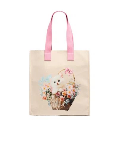 Msgm Tote Vertical Bag In Nude