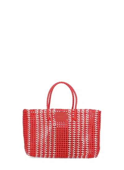 Msgm Tote Woven Bag In Red