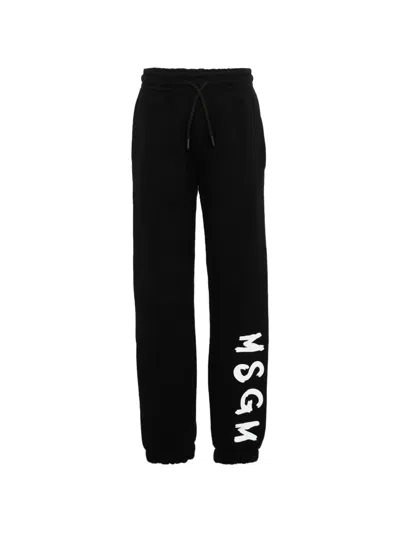 Msgm Kids' Track Logo Pants In Black