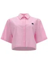 Msgm Camicia Crop Con Logo In Pink