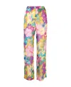 Msgm Tropical-print Semi-sheer Straight-leg Trousers In Pink