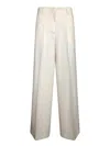 Msgm Wide-leg White Trousers With Tailored Fit In Nude