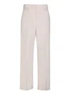 Msgm Cropped Ivory Trousers In Neutral