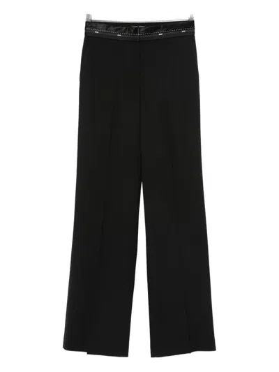 Msgm Satin-trimmed Pants In Black